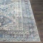 Vintage Blue and Grey Oriental Area Rug 6'7" x 9