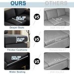 VINGLI 110" Black U-Shaped Sectional Couch