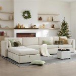Oversized U-Shaped Modular Sofa with Storage Ottomans