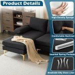 VINGLI 110" Black U-Shaped Sectional Couch
