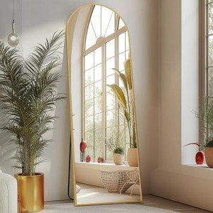 Gold Arched Full Length Stand & Lean Mirror
