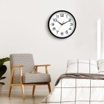 Roymnie 8-Inch Silent Modern Wall Clock - Black