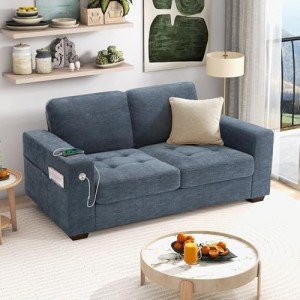 Modern 70" Loveseat Sofa with USB Port