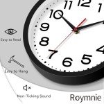 Roymnie 8-Inch Silent Modern Wall Clock - Black