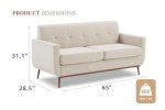 Beige Mid Century Modern Loveseat Sofa for Small Spaces