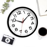 Roymnie 8-Inch Silent Modern Wall Clock - Black