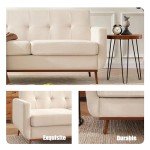 Beige Mid Century Modern Loveseat Sofa for Small Spaces