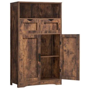 Iwell Rustic Brown Storage Cabinet with 2 Drawers