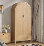 Wooden Wardrobe Closet with Drawers and Shelves