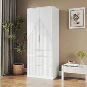 Wooden 71.7" Wardrobe Armoire with 2 Doors