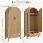 Wooden Wardrobe Closet with Drawers and Shelves
