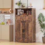 Iwell Rustic Brown Storage Cabinet with 2 Drawers