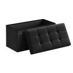30" Black Folding Storage Ottoman Bench