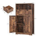 Iwell Rustic Brown Storage Cabinet with 2 Drawers