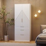 Wooden 71.7" Wardrobe Armoire with 2 Doors