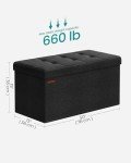 30" Black Folding Storage Ottoman Bench