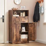 Iwell Rustic Brown Storage Cabinet with 2 Drawers