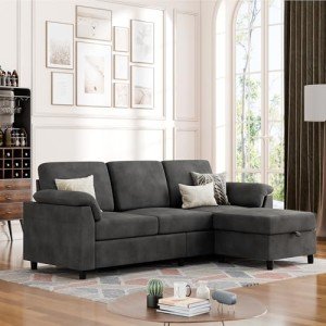 Convertible L-Shaped Sectional Sofa with Pillows