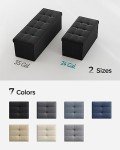 30" Black Folding Storage Ottoman Bench