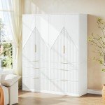 Wooden 71.7" Wardrobe Armoire with 2 Doors