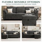 Convertible L-Shaped Sectional Sofa with Pillows