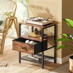 Rustic Brown Nightstand Set of 2 with Storage
