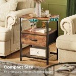 Rustic Brown Nightstand Set of 2 with Storage