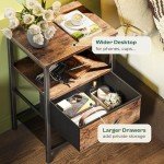 Rustic Brown Nightstand Set of 2 with Storage