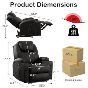 Heated Massage Recliner Chair with LED Lights