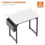 Modern 32-Inch Small Office Desk with Storage