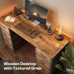Rustic 47-Inch Computer Desk with 8 Drawers