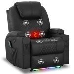 Heated Massage Recliner Chair with LED Lights