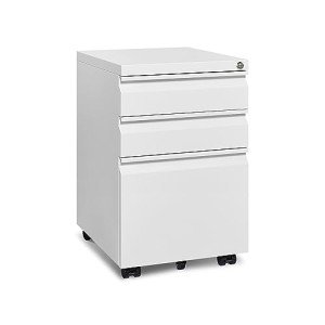 Lockable 3-Drawer Mobile File Cabinet with Wheels