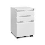 Lockable 3-Drawer Mobile File Cabinet with Wheels