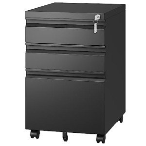 Letaya Black 3-Drawer Mobile File Cabinet