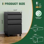 Letaya Black 3-Drawer Mobile File Cabinet