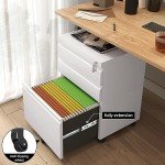 Lockable 3-Drawer Mobile File Cabinet with Wheels