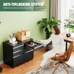 Letaya Black 3-Drawer Mobile File Cabinet