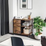 Rustic Mobile File Cabinet with Open Storage Shelf