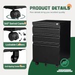 Letaya Black 3-Drawer Mobile File Cabinet