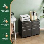 Letaya Black 3-Drawer Mobile File Cabinet