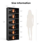 Industrial 6-Shelf Black Bookcase for Home & Office