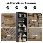 Industrial 6-Shelf Black Bookcase for Home & Office