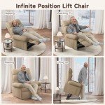 Power Lift Recliner Chair for Seniors, Beige-Brown