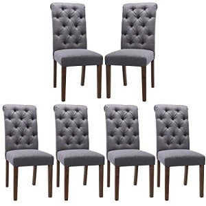 Grey Button Tufted Dining Chair Set of 6