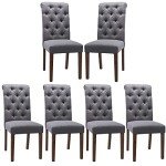 Grey Button Tufted Dining Chair Set of 6