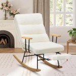 Beige Upholstered Rocking Chair with Footrest