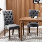 Grey Button Tufted Dining Chair Set of 6