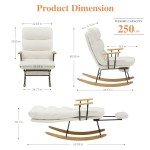 Beige Upholstered Rocking Chair with Footrest