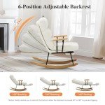 Beige Upholstered Rocking Chair with Footrest